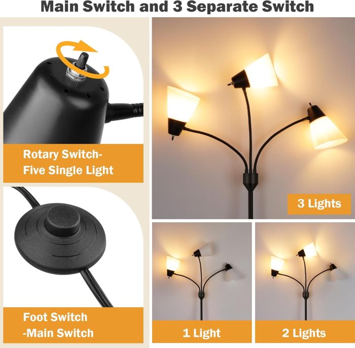 FOLKSMATE 3-Light Floor Lamp - Image 4