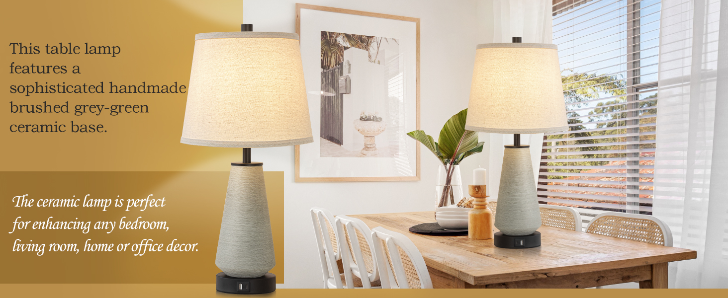 FOLKSMATE Touch Control Ceramic Table Lamp