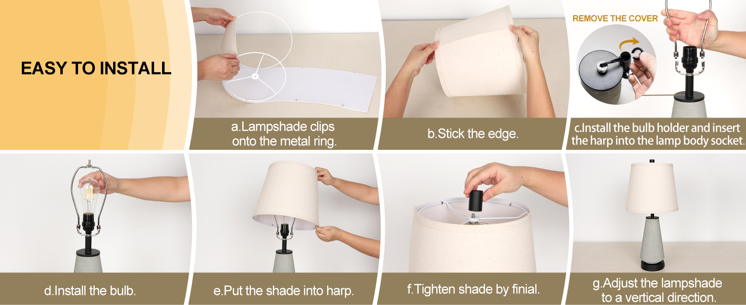 FOLKSMATE Touch Control Ceramic Table Lamp